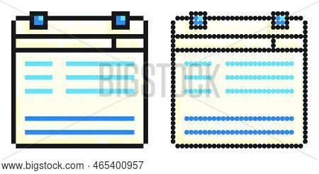 Pixel Icon. Tablet For Keeping List, List Of Important Things To Do. Simple Retro Game Vector Isolat