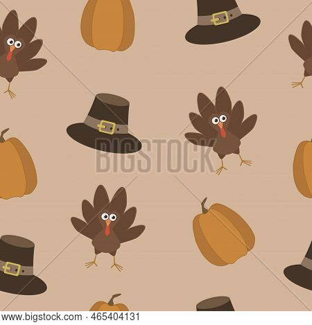 Seamless Thanksgiving Day Pattern. Vector Illustration For Cards, Posters, Flyers, Webs.