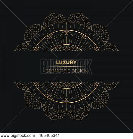 Elegant, Luxury Ornamental Mandala Design In Gold Colour On Black Background. Mandala With Floral Pa