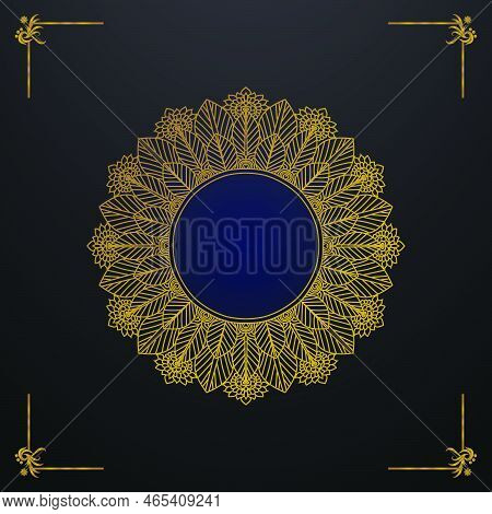 Elegant, Luxury Ornamental Mandala Design In Gold Colour On Black Background. Mandala With Floral Pa