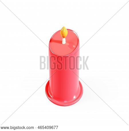 Coper Candelabras With Candles On The White Surface. 3d Render