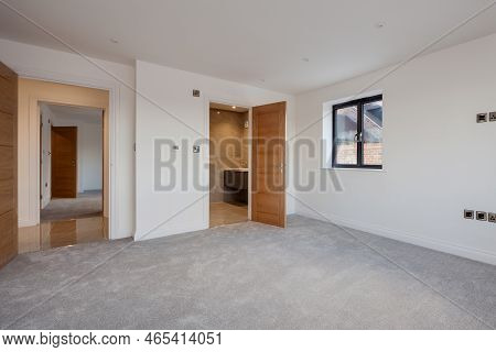 Hardwick, Cambridgeshire, England - October 26 2018: Contemporary Modern Unfurnished Bedroom With Do
