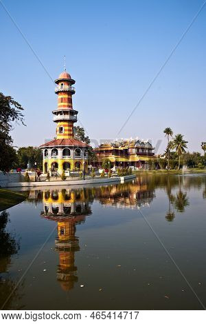 Ayutthaya, Thailand - December 24, 2009: The Royal Residence (phra Thinang) And Sages Lookout Tower 