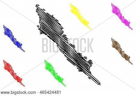 Iz Island (republic Of Croatia, Adriatic Sea) Map Vector Illustration, Scribble Sketch Iž Map