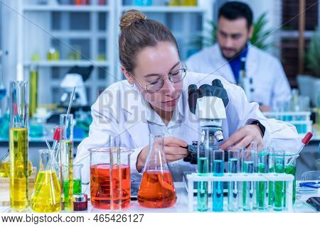 Medical Science Laboratory. Scientists Working In Advanced Scientific Pharmaceutical Lab For Medicin