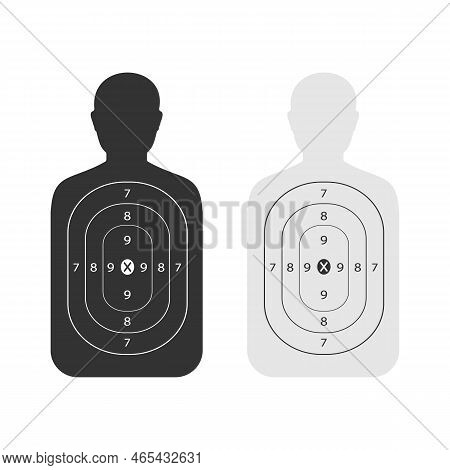 Black And White Shooting Target In Shape Of Human Isolated On White Background. Vector Stock