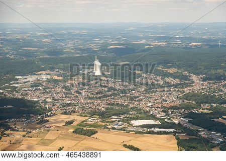 Bexbach, Germany, July 10, 2022 Hard Coal Power Plant In The Area Of Homburg Seen From A Small Plane