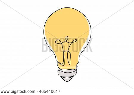 Light Bulb Linear Icon Continuous Line Drawing. Fashion Minimalist Illustration. One Line Drawing. V