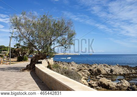 Spain Mallorca Island, Cala Ratjada Promenade, Mediterranean Sea, Balearic Islands.