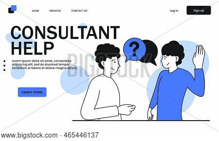 Consultant Help And People Talking Vector Illustration Concept. Business Support Service And Custome