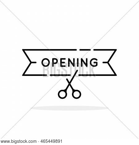 Opening Banner With Linear Scissors. Simple Lineart Style Trend Modern Logotype Graphic Art Design E