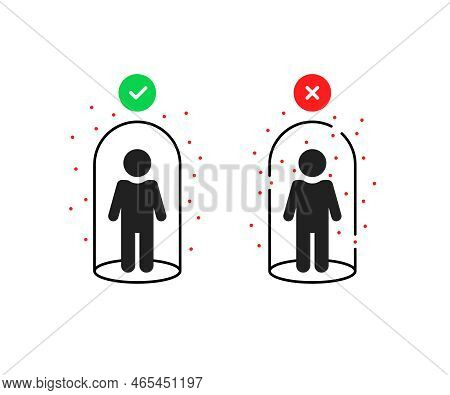 Stick Figure Like Good And Bad Immunity. Outline Flat Style Trend Modern Logo Graphic Design Infogra