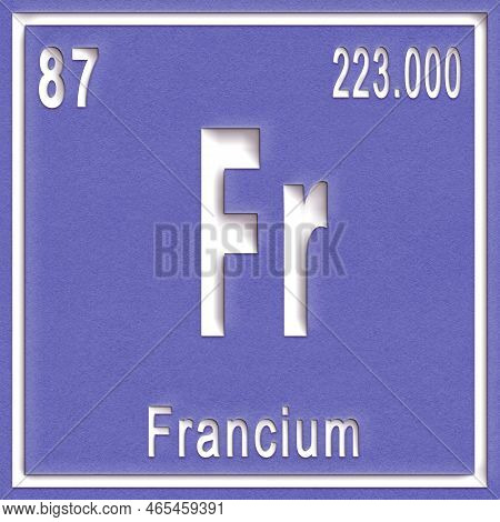 Francium Chemical Element, Sign With Atomic Number And Atomic Weight, Periodic Table Element