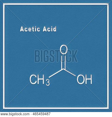 Acetic Acid, Structural Chemical Formula On A White Background