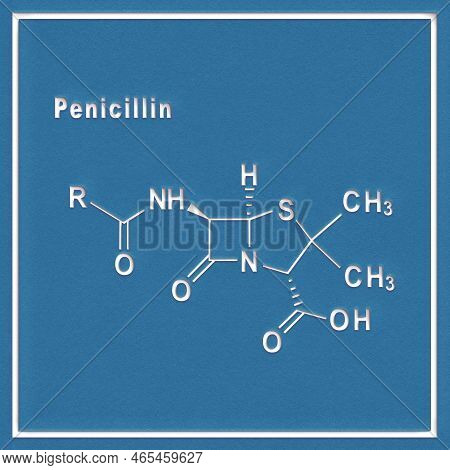 Penicillin, Antibiotic Drug, Structural Chemical Formula On A White Background