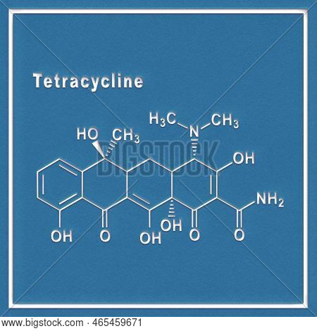 Tetracycline Antibiotic, Structural Chemical Formula On A White Background