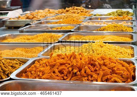Bhujia, A Spicy Deep-fried Sev Filled With A Burst Of Flavors, Made Using Gram Flour, Moth Flour, An