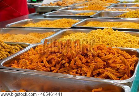 Bhujia, A Spicy Deep-fried Sev Filled With A Burst Of Flavors, Made Using Gram Flour, Moth Flour, An