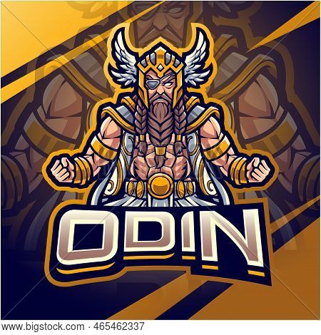 Odin Esport Mascot Logo Design With Text