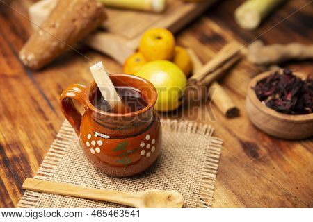 Ponche De Frutas. Christmas Fruit Punch Is An Infusion That Is Consumed In Mexico, Traditionally Dur