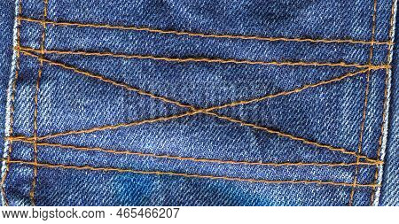 Jeans Fabric Texture. High Quality Stock Photo. The Connection Of The Fibers Of The Fabric.