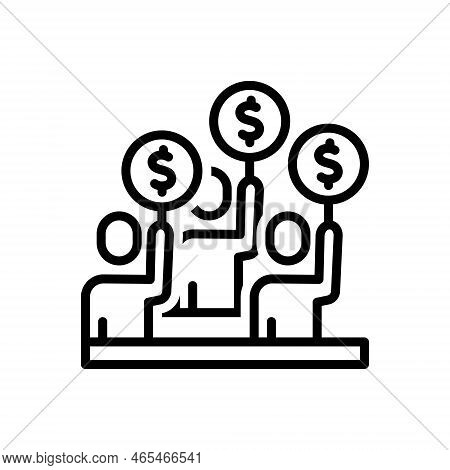 Black Line Icon For Bidding Auction Valuable Bidding-procedure Bidder Bids Gavel Authority