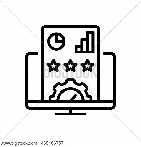 Black Line Icon For Performs Achieve Execute Function Observe Speedometer Indicator Feedback Product