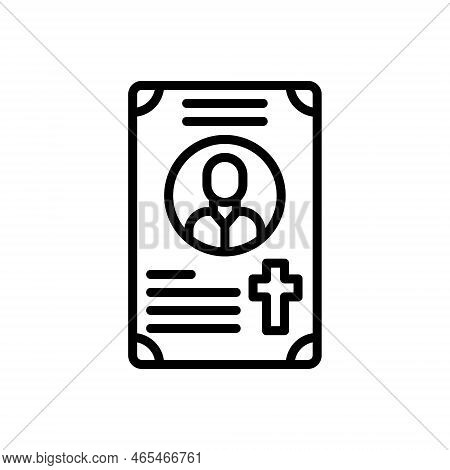 Black Line Icon For Obituaries Eulogy Mourning Necrology Rip Sympathy Tribute
