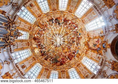 Ettal, Germany - July 03, 2021: Ettal Abbey Interior, It Is A Benedictine Monastery In The Village O