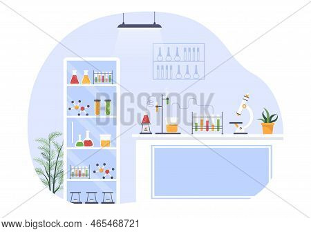 Laboratorium With Conducting Research Scientific, Experimentation And Measurement In A Lab In Flat C