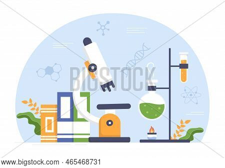 Laboratorium With Conducting Research Scientific, Experimentation And Measurement In A Lab In Flat C