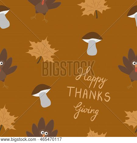 Seamless Thanksgiving Day Pattern. Vector Illustration For Cards, Posters, Flyers, Webs.