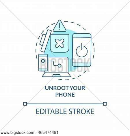 Unroot Your Phone Turquoise Concept Icon. Factory Reset. Smartphone Safety Abstract Idea Thin Line I
