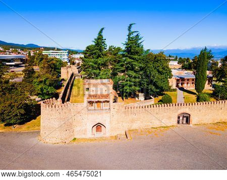 Batonis Tsikhe Fortress Aerial Panoramic View In Telavi. Telavi Is The Main City Of Kakheti Province