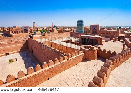 Itchan Kala City Walls. Itchan Or Ichan Kala Is An Ancient Walled Inner Town Of The City Of Khiva In