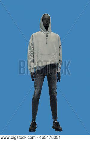 Full Length Image Of A Male Display Mannequin Wearing Hoodie With Kanga Pocket And Black Jeans Isola