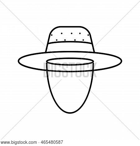 Straw Hat Summer Line Icon Vector. Straw Hat Summer Sign. Isolated Contour Symbol Black Illustration
