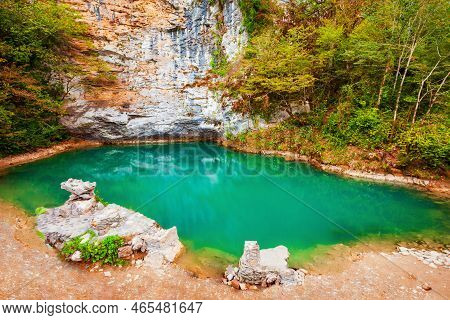 Blue Lake Or Tsisferi Lake Or Goluboye Ozero Is Located On The Right Bank Of The Bzyb River In Abkha