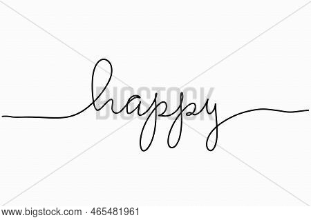 Hand Drawn Lettering Smile. Fashion Minimalist Illustration. Single Line Drawing.