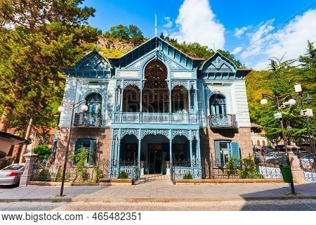 Turquoise House In Borjomi Central Resort Park. Borjomi Is A Spa Town In Samtskhe Javakheti Region O