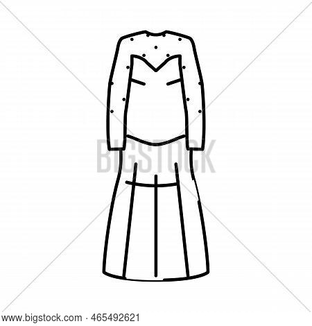 High Neck Wedding Dress Line Icon Vector. High Neck Wedding Dress Sign. Isolated Contour Symbol Blac