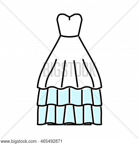 Ballgown Wedding Dress Color Icon Vector. Ballgown Wedding Dress Sign. Isolated Symbol Illustration