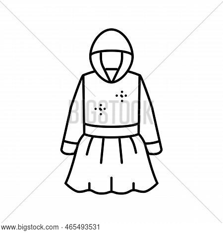 Sweater Dress Tulle Skirt Girl Baby Cloth Line Icon Vector. Sweater Dress Tulle Skirt Girl Baby Clot