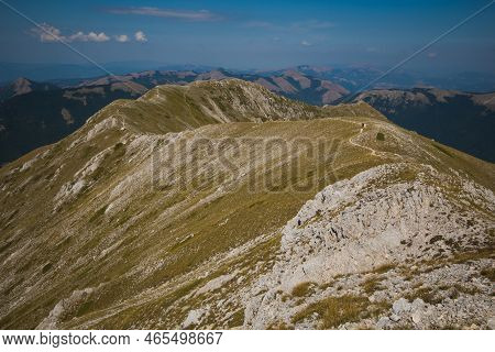 View Of The Ridges Of Terminillo Massif In Lazio During Summer Day Of August In Italy Europe