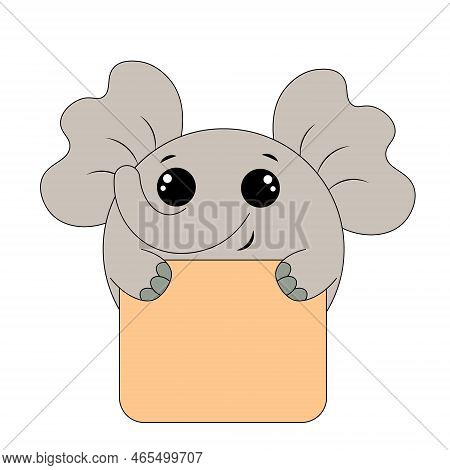 Cute Elephant With Poster Without Text In Color For Congratulation