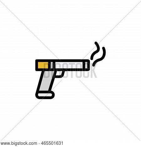 Gun No Smoking Outline Icon. Elements Of Smoking Activities Illustration Icon. Signs And Symbols Can