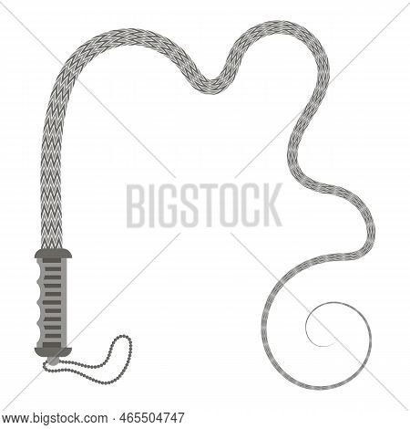 Grey Leather Whip Icon Isolated On A White Background.