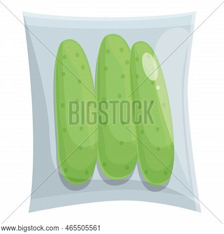 Cucumber Vacuum Bag Icon Cartoon Vector. Plastic Pack. Foil Package