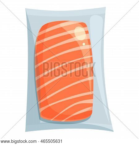 Red Fish Icon Cartoon Vector. Meat Pack. Product Package