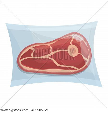 Raw Meat Vacuum Bag Icon Cartoon Vector. Steak Meat. Food Pack